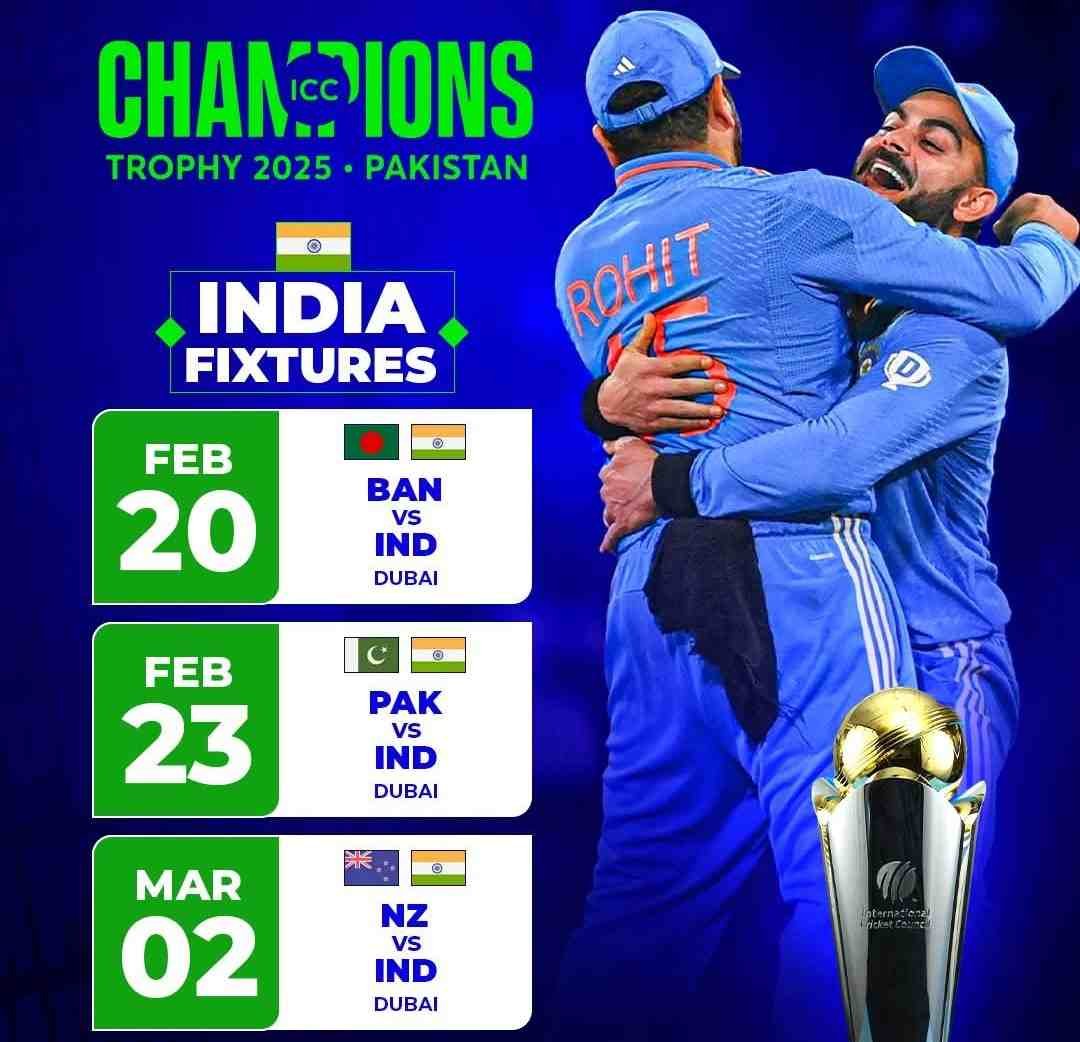 ICC Champions Trophy 2025 Schedule ICC Champions Trophy वेळापत्रक