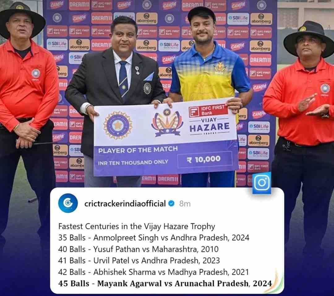 Mayank Agarwal scores third consecutive 100