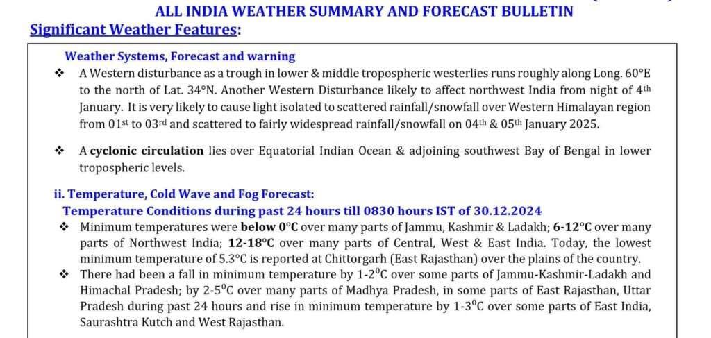 western disturbance from Jan 4